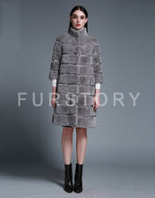 Load image into Gallery viewer, Natural Rex Rabbit Coat Women Grace Long Overcoat Jacket Winter Outerwear