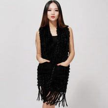 Load image into Gallery viewer, Knitted Natural Rabbit Fur Vest Double Wear Design Spring Autumn Tunic Waistcoat