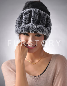 Fur Hat Real Rex Rabbit Hat Lady Headgear for Women 13604