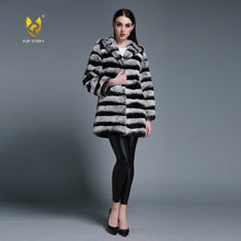 Load image into Gallery viewer, Women&#39;s Genuine Rabbit Fur Coat  with Fur Hood Winter Female Overcoat 15190