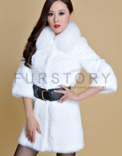 Load image into Gallery viewer, Women&#39;s  Real Rabbit Fur Coat Fox Fur Collar Jacket Overcoat winters Coat 13071
