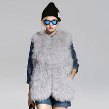 Load image into Gallery viewer, Women&#39;s Real Lamb Fur Vest Natural Fur Waistcoat Furry Sleeveless Garment 16202