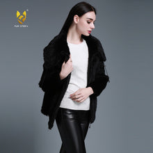 Load image into Gallery viewer, Women&#39;s Knitted Mink Fur Coat Women Big Collar Zipper Winter jacket 15199