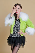 Load image into Gallery viewer, Real Rabbit fur coat fox fur collar and cuff jacket overcoat womens&#39; garment winter coat FS13066