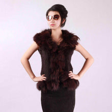 Load image into Gallery viewer, Natural Rabbit Fur Vest Big Fox Fur Collar Jacket Coat