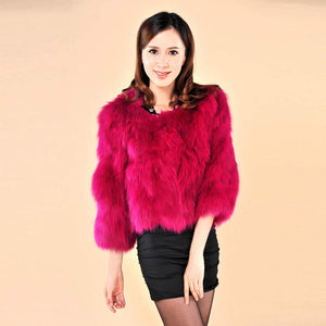 Winter Women's Natural Fur Coat Color Optional Three Quarter Sleeve