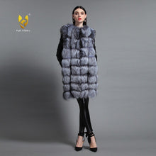 Load image into Gallery viewer, Women&#39;s Genuine Fox Fur Vest Women Wavy Furry Striped Vest Female 16277