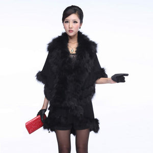 Real Fox Fur & Wool Coat Jacket Shawl Stole Poncho Fox Fur Collar 5 Color Fur Story FS070210