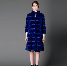 Load image into Gallery viewer, Natural Rex Rabbit Coat Women Grace Long Overcoat Jacket Winter Outerwear