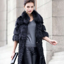 Load image into Gallery viewer, Natural Fox Fur Coat with Wool Free Shipping Plus Size Overcoat Winter Coat Women