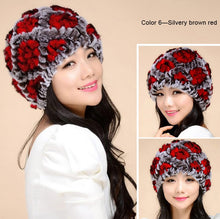 Load image into Gallery viewer, Real Rex Rabbit Fur Hat Thick Wool Beanie Hat Cap Ladies&#39; Headgear 13606