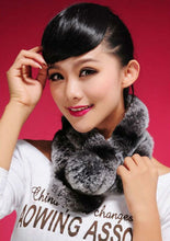 Load image into Gallery viewer, Real REX Rabbit Fur Scarf Ball Wrap Cape Shawl Neck Warmer Scarf Women 13503