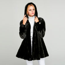 Load image into Gallery viewer, Fur Story FS18121 Women&#39;s Genuine Mink Fur Long Fur Coat with Fur Hood Winter Warm Jacket