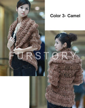 Load image into Gallery viewer, Knitted Natural Rabbit Fur Vest Jacket Stole Cape Coat Shawl Outwear