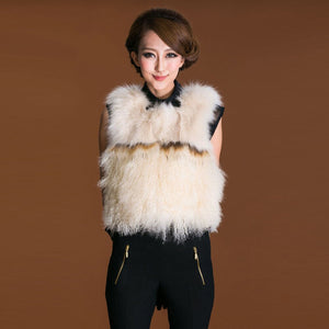 Natural Fox Fur +lamb Fur Vest Raccoon Decoration Waistcoat Jacket