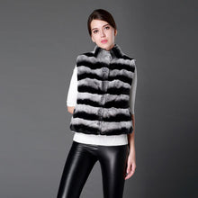 Load image into Gallery viewer, Women Vest Real Rex Rabbit Fur Waistcoat Chinchilla Color Natural Fur Vest Female 16206