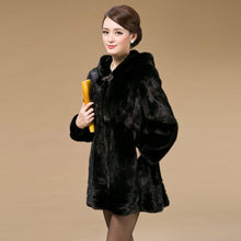 Load image into Gallery viewer, Women&#39;s Coats Real Mink Fur Coat Hoodie Slim Waist Style 16054