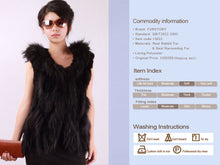 Load image into Gallery viewer, Women&#39;s Short Real Rabbit Fur Vest with Fur Hood Raccoon Fur Hood Trim and Placket Hand Knitted