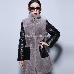 Natural Lamb Fur Coat Genuine Sheep Leather Full Sleeve Jacket