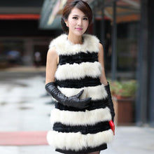 Load image into Gallery viewer, Women&#39;s Natural Rabbit Fur and  Fox Fur Vest Coat Jacket Waistcoat Ladies&#39; Dress Gift