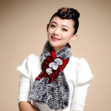 Load image into Gallery viewer, Real REX Rabbit Fur Scarf Flower Decoration Wrap Cape Shawl Neck Warmer Various Colors Soft Fur FS14507