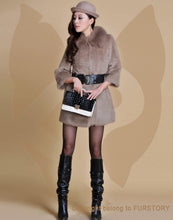 Load image into Gallery viewer, Women&#39;s  Real Rabbit Fur Coat Fox Fur Collar Jacket Overcoat winters Coat 13071