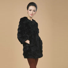 Load image into Gallery viewer, Real Rabbit Head Fur Coat Overcoat Jacket Womens&#39; Top Garment Gilet Winter Dress Long Version Fur Story FS13017