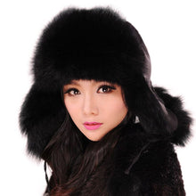 Load image into Gallery viewer, Winter Women&#39;s Fox Fur Hat Bomber Hats Cap Tapper Hat Snow Cap Fur millinery  Ear Protector Cap Warm Hat Fur Story FS060101