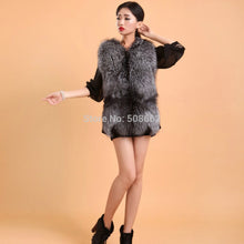 Load image into Gallery viewer, Natural Silver Fox Fur Vest with Genuine Whole Sheep Leather Fur Vest Jacket