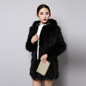 Natural Raccoon Fur Coat Women's Real Fur Jacket Long Sleeve Winter Warm Outwear 151256