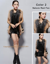 Load image into Gallery viewer, Women&#39;s Natural Fox Fur Vest with Genuine Sheep Leather Back Street Style