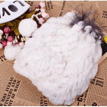 Load image into Gallery viewer, Real Rex Rabbit Fur Hat Double-use Scarf  Cap Fox Fur Decoration Pompom 14604