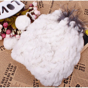 Real Rex Rabbit Fur Hat Double-use Scarf  Cap Fox Fur Decoration Pompom 14604