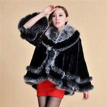 Load image into Gallery viewer, Women&#39;s Cropped Coat Real REX Rabbit Fur Coat Fox Fur Collar Coat Shawl 010139