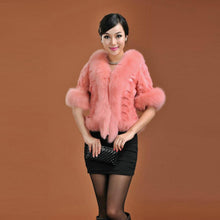 Load image into Gallery viewer, Natural Mink Coat Female with Big Fox Fur Collar Winter Jacket Women 15116