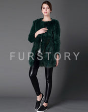 Load image into Gallery viewer, Women&#39;s Real Fur Coat Rabbit Fur Coats with Raccoon Hem Jacket