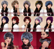 Load image into Gallery viewer, Real Rex Rabbit Fur Hat Double-use Scarf  Cap Fox Fur Decoration Pompom 14604