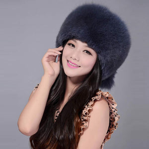 Fur Story FS13609 Women's Genuine Fox Fur Hat Women Ears Warmer Headdress Women Hat