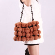 Load image into Gallery viewer, LARGE size  lovely Real Rabbit Fur ball bag handbag side bag Shoulder bag totes size 24*30 FS040106