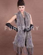 Load image into Gallery viewer, Knitted Natural Rabbit Fur Vest Double Wear Design Spring Autumn Tunic Waistcoat