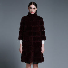 Load image into Gallery viewer, Natural Rex Rabbit Coat Women Grace Long Overcoat Jacket Winter Outerwear