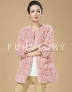 Real Rabbit Head Fur Coat Overcoat Jacket Womens' Top Garment Gilet Winter Dress Long Version Fur Story FS13017