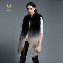 Load image into Gallery viewer, Women&#39;s Long Real Raccoon Fur Vest Cocoon Style Gilet Gradient Color Female Waistcoat 15292