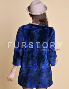 Women's Natural Fur Coat Long Version Light Camel Full Pelt Real Fur Coat Female