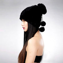 Load image into Gallery viewer, Women&#39;s Hats Knitted Real REX Rabbit Fur Beanie Hat 14603