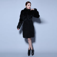 Load image into Gallery viewer, Natural Fox Fur Coat Lamb Fur Overcoat Top Quality Fur Jacket Women&#39;s Long Outwear