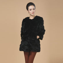 Load image into Gallery viewer, Real Rabbit Head Fur Coat Overcoat Jacket Womens&#39; Top Garment Gilet Winter Dress Long Version Fur Story FS13017