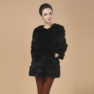 Real Rabbit Head Fur Coat Overcoat Jacket Womens' Top Garment Gilet Winter Dress Long Version Fur Story FS13017