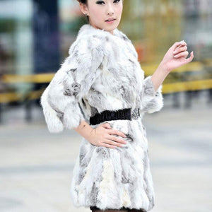 Woman Winter Coat Real Rabbit Fur Coat  Long Style Real Fur Coat  010106