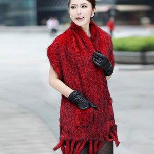 Real Knitted Mink Fur Shawl Stole Wrap Cape Poncho Coat Garment Various Colors Fur Story FS070306